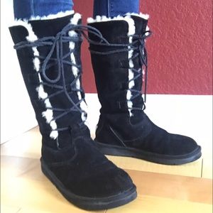 Black Lace-up UGG boots - thick sheepskin lining!