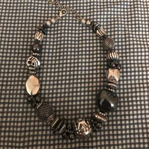 Black and silver premier statement necklace