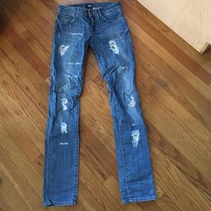 H&M slim cut distressed jeans