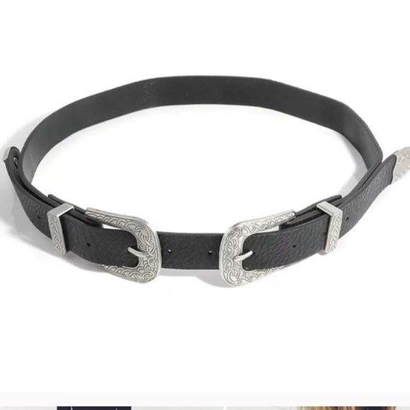 Metal buckle black bohemian belt