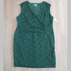Emerald Sequin Lace Sheath Dress