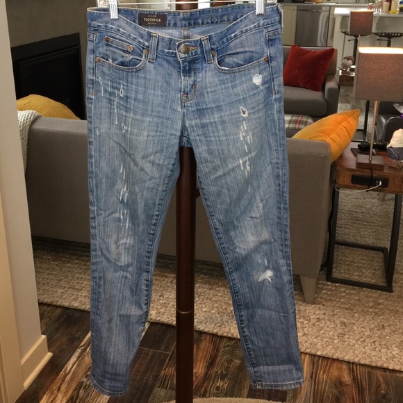 J. Crew distressed toothpick jeans, 28
