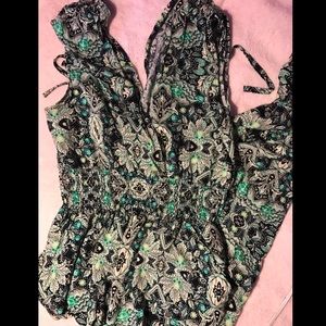Green/White Patterned Jumpsuit
