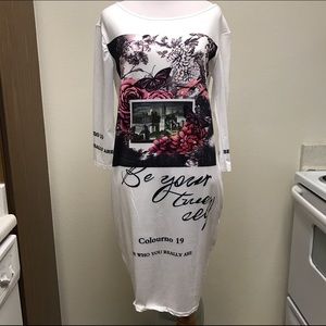 White Logo Shirt Dress