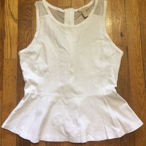 Banana Republic White Mesh Peplum Top Size 8