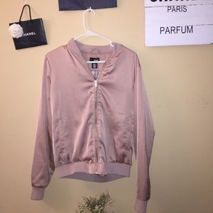 NWT Satin Pink Bomber Jacket