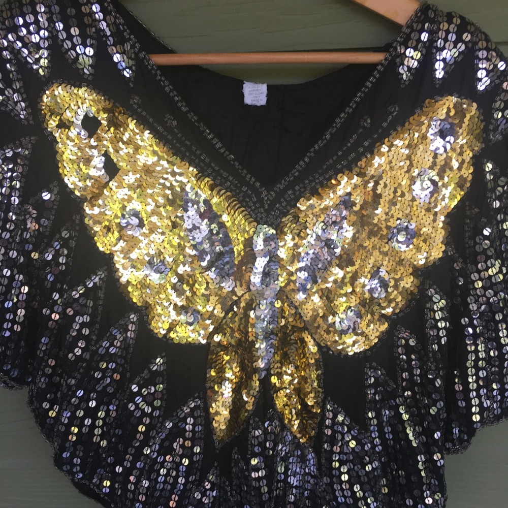 Vintage Sequined Butterfly blouse - Picture 4 of 6
