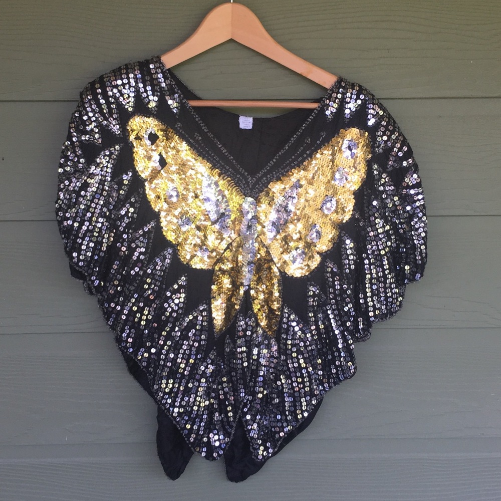 Vintage Sequined Butterfly blouse - Picture 5 of 6