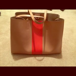 Gently used Banana Republic Tote- tan w/ orange!