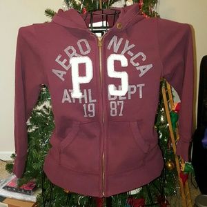 PS boys burgandy Aeropostale zip up jacket w hood