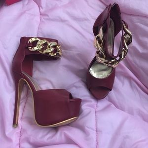 RED AND GOLD HEELS \ STILETTOS BRAND NEW