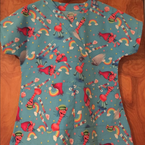 disney trolls scrub top