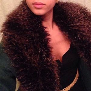 Steve Madden Emerald Green Coat w Faux Fur