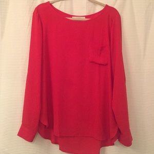 Red Long Sleeve Blouse