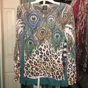Leopard peacock shirt
