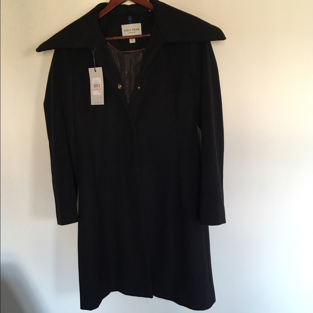 Black wool blend Cole Haan signature coat. NWT!