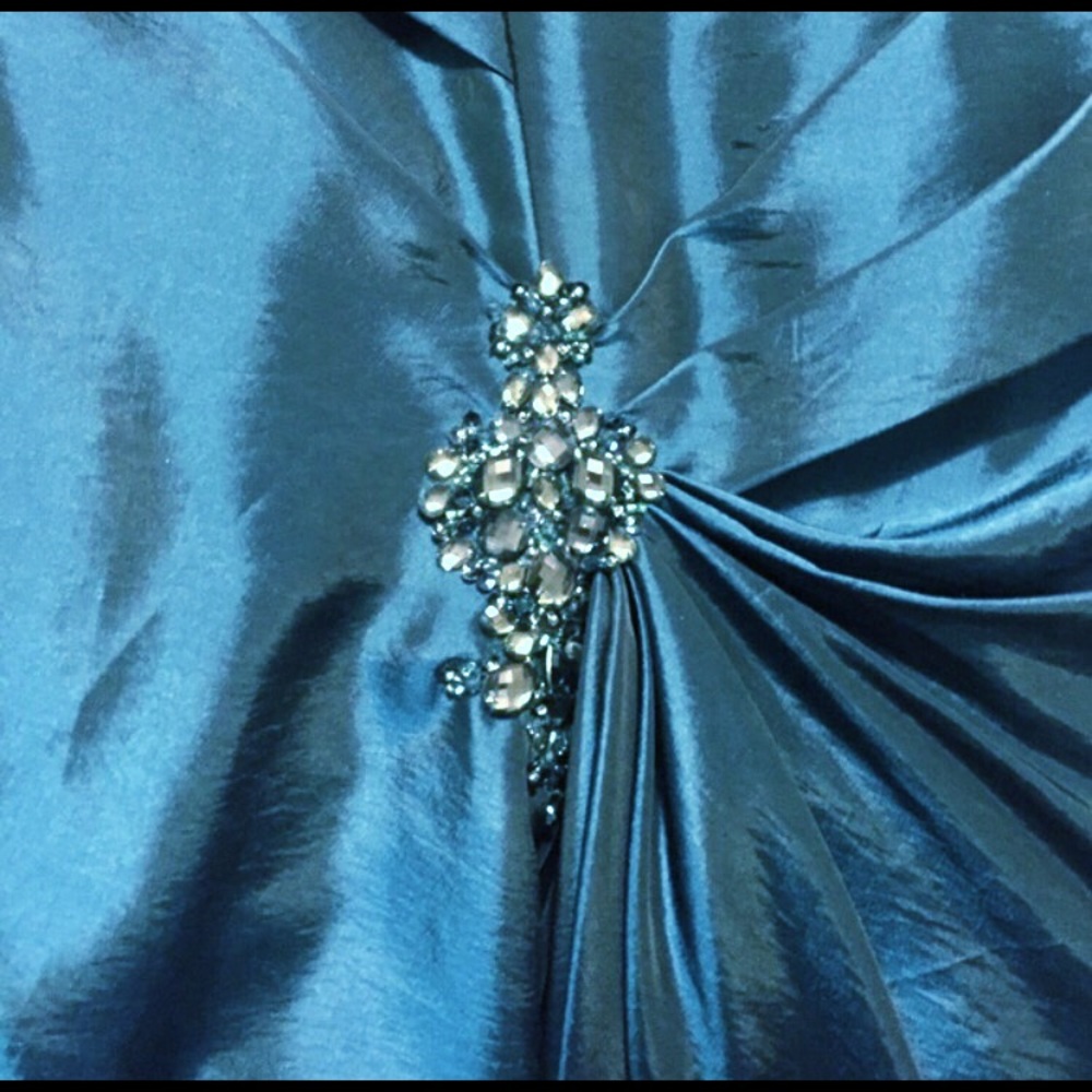 Blue Satin Prom Dress - Picture 4 of 4