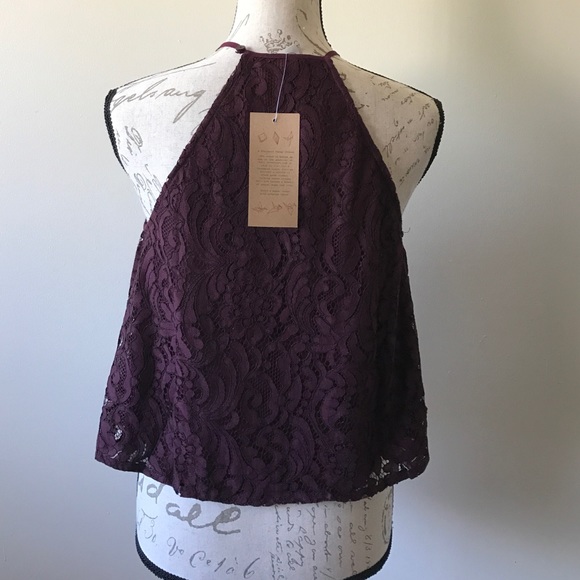 Only 1 Sz L left! Cropped Lace Halter Tank - Picture 3 of 4