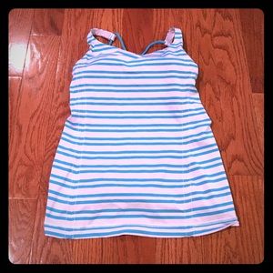 Lululemon blue and white Strip Tank size 4