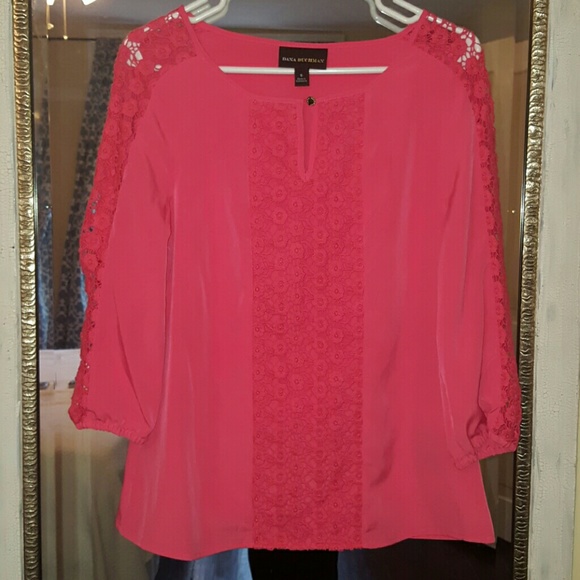 Dana Buchman small coral lace blouse top