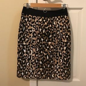 White House Black Market Animal Print Skirt Size 2