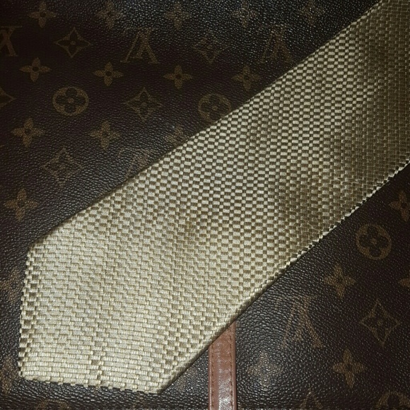 men's a tie all silk beige/gold