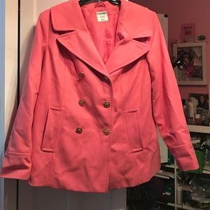 Military style coral pea coat