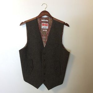 Slim Fit Brown Tweed Vest