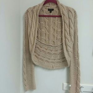 BEBE Beige Cable Knit Sweater Cardigan