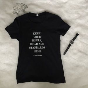NEW Coco Chanel Black Super Soft T-shirt w/ Quote