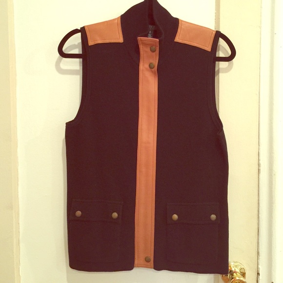 New Black Ralph Lauren Leather Detail Vest. Size M - Picture 1 of 4