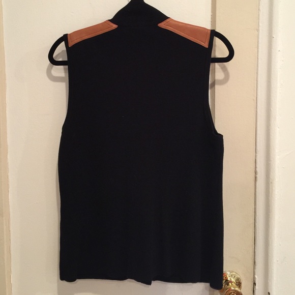 New Black Ralph Lauren Leather Detail Vest. Size M - Picture 4 of 4