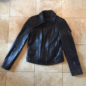 Trouve Quilted Leather Jacket - black, small