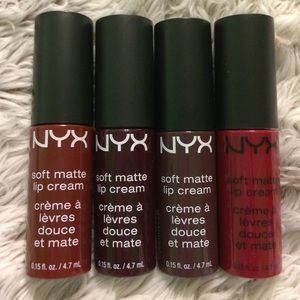 Set of 4 NYX soft matte lip creams