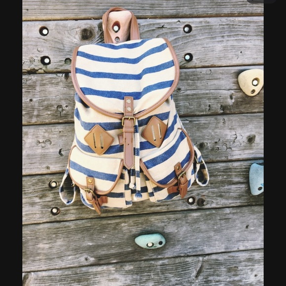 Mossimo canvas tan and navy backpack