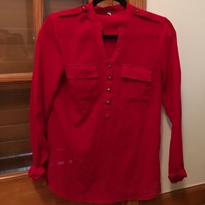 Red studded blouse