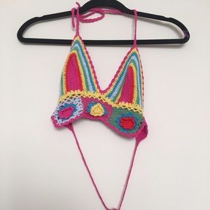 Rainbow// Taupe crochet halter top bundle