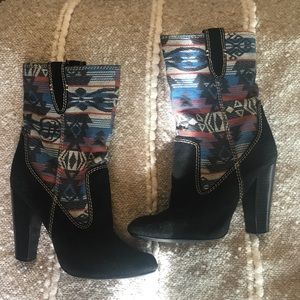 Southwestern printed healed booties