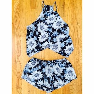 Floral honey punch cropped playsuit