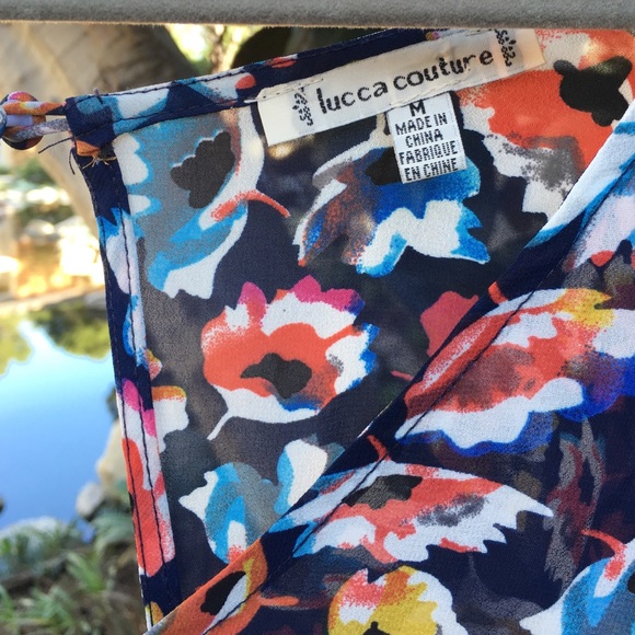 Luca Couture M Navy Floral Flow Dress - Picture 3 of 3