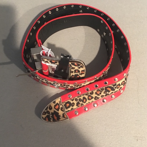 Red and cheetah silver detailed belt.