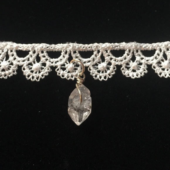 herkimer diamond bohemian white lace choker