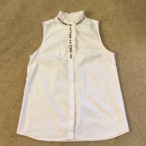 J.Crew Ruffled rhinestone top