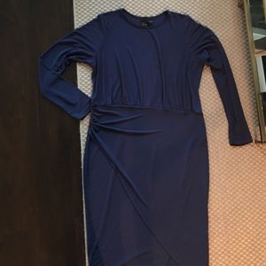 Sexy Indigo jersey dress with asymmetrical hem