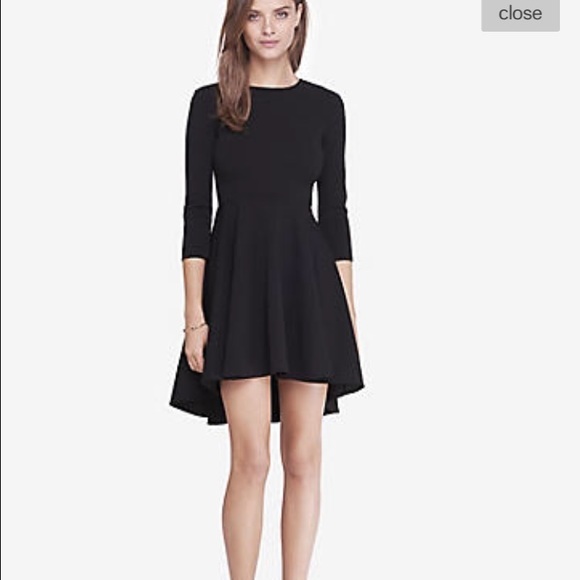 Express 3/4 Sleeve Hi Lo Hem Fit & Flare Dress