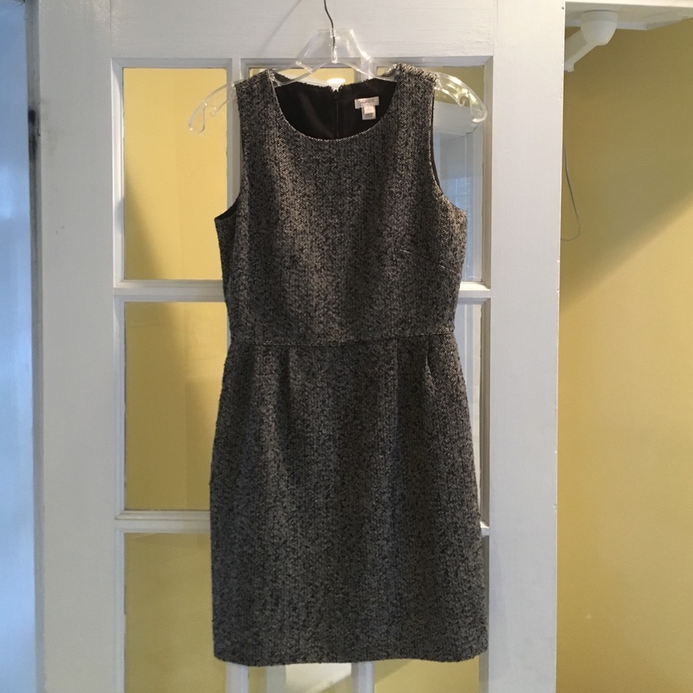 JCrew pleated tweed dress, size 0 petite