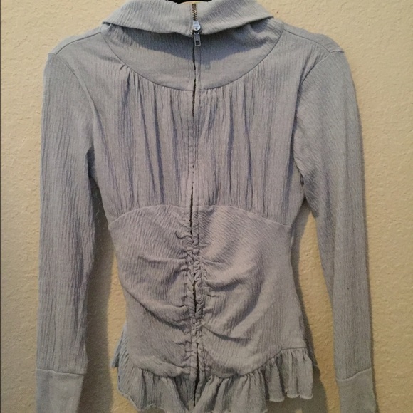 Small blue Anthropologie zip-up jacket - Picture 3 of 3