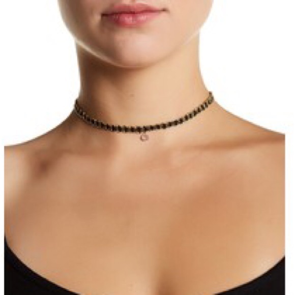 Nordstrom Jewelry - Nordstrom Black & Crystal Drop Woven Choker