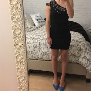 One shoulder, studded, LBD