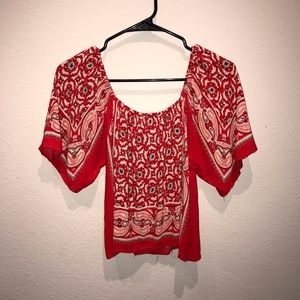 Red printed crop top